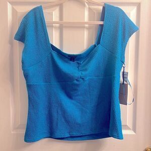 halogen sweetheart neck short sleeve tops